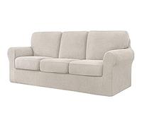 YSLLIOM Copridivano con Schienali Separati E Cuscini Seduta, Copridivano Antiscivolo con Fascia Elastica, Proteggi Mobili Jacquard Elasticizzato (3 posti (183-234 cm),Ivory)