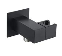 YSNOL Staffa per doccia quadrata in acciaio inox nero opaco, montaggio a parete, supporto per doccia a gomito con connettore per tubo doccia maschio G1/2"