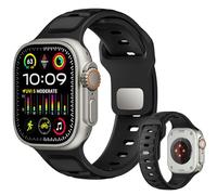 Ysnzaq Cinturino Compatibile per Apple Watch Ultra 2/Ultra 49mm 45mm 44mm 42mm, Sportiva Cinturini Silicone di Ricambio per iWatch Series SE 10 9 8 7 6 5 4 3 2 1-NMSS-M Black