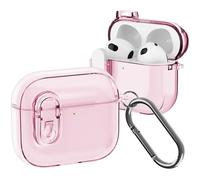 Ysnzaq Compatibile con AirPods 4 2024 Custodia, Custodia con Moschettone Antiurto Cover in TPU + Silicone Premium Case per AirPods 4th Generation.BJ Pink