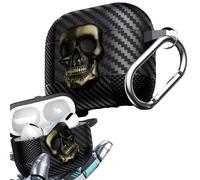 Ysnzaq Cover Compatibile con Samsung Galaxy Buds 3 / Buds 3 Pro Custodia, Lucchetto Teschio Girevole in Metallo 3D Design Visibile a LED Frontale con Moschettone Case per Samsung Buds 3.Green Skull