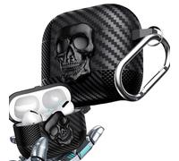 Ysnzaq Cover Compatibile con Samsung Galaxy Buds 3 / Buds 3 Pro Custodia, Lucchetto Teschio Girevole in Metallo 3D Design Visibile a LED Frontale con Moschettone Case per Samsung Buds 3.Black Skull