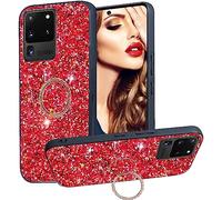 Ysnzaq Custodia Glitter per Samsung Galaxy S20 Ultra 6.9", Bling Sparkle Ultra Sottile TPU Lusso Antiurto Cover con Supporto Bumper Custodia per Samsung Galaxy S20 Ultra. CZ Red