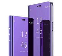 Ysnzaq Specchio Design Case per Samsung Galaxy A34 5G 6.6", Bookstyle Clear View Makeup Standing Cover Antiurto Custodia per Samsung Galaxy A34 5G. Mirror Purple