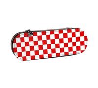 YsoLda Astuccio per matite, astuccio per penne Astuccio per matite portatile Astuccio in pelle per ufficio scolastico, quadrati bianchi a scacchi rossi