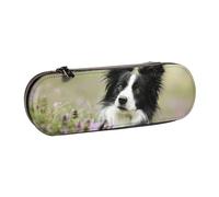 YsoLda Astuccio per matite, astuccio per penne Astuccio per matite portatile Astuccio in pelle per ufficio scolastico, Border Collie Lawn Black Border Collie Animali domestici
