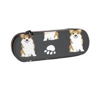 YsoLda Astuccio per matite, astuccio per penne Astuccio per matite portatile Astuccio in pelle per ufficio scolastico, Corgi Dog Dog Paw Simpatico carbone
