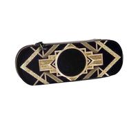 YsoLda Astuccio per matite, Astuccio per penne Astuccio portatile Astuccio in pelle per ufficio scolastico, Era vintage Art Déco Il grande Gatsby Modello oro nero