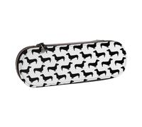 YsoLda Astuccio per matite, Astuccio per penne Astuccio portatile Astuccio in pelle per ufficio scolastico, Doxie Bassotto Wiener Cane Salsiccia Cane Cane bianco e nero