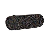 YsoLda Astuccio per matite, astuccio per penne Astuccio portatile in pelle per ufficio scolastico, arcobaleno lineare geometrico stampato in 3D