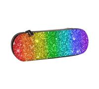 YsoLda Astuccio per matite, astuccio per penne Astuccio portatile in pelle per ufficio scolastico, aspetto arcobaleno con paillettes