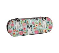 YsoLda Astuccio per matite, astuccio per penne Astuccio portatile in pelle per ufficio scolastico, Border Collie blu merle Simpatico collie blu merle