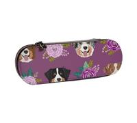 YsoLda Astuccio per matite, astuccio per penne Astuccio portatile in pelle per ufficio scolastico, cane australiano pastore australiano floreale