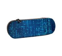 YsoLda Astuccio per matite, astuccio per penne Astuccio portatile in pelle per ufficio scolastico, codice binario blu per programmatore