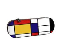 YsoLda Astuccio per matite, astuccio per penne Astuccio portatile in pelle per ufficio scolastico, composizione cromatica stile artistico Mondrian rosso