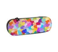 YsoLda Astuccio per matite, astuccio per penne Astuccio portatile in pelle per ufficio scolastico, coriandoli cuore arcobaleno