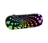 YsoLda Astuccio per matite, astuccio per penne Astuccio portatile in pelle per ufficio scolastico, cuori arcobaleno