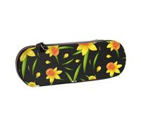 YsoLda Astuccio per matite, astuccio per penne Astuccio portatile in pelle per ufficio scolastico, design di sfondo senza soluzione di continuità con fiori di narciso