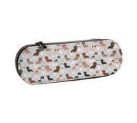 YsoLda Astuccio per matite, astuccio per penne Astuccio portatile in pelle per ufficio scolastico, Doxie Coastal Dogs At The Coast Summer Sand