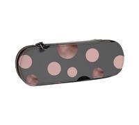 YsoLda Astuccio per matite, astuccio per penne Astuccio portatile in pelle per ufficio scolastico, eleganti cerchi neri finti rosa