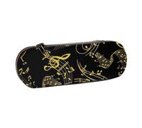 YsoLda Astuccio per matite, astuccio per penne Astuccio portatile in pelle per ufficio scolastico, note musicali nere