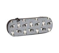 YsoLda Astuccio per matite, astuccio per penne Astuccio portatile in pelle per ufficio scolastico, pastore australiano Blue Merle Dog Simple Grey
