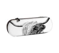 YsoLda Astuccio per matite, astuccio per penne Astuccio portatile in pelle per ufficio scolastico, ritratto di una mucca delle Highland