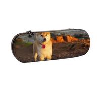 YsoLda Astuccio per matite, astuccio per penne Astuccio portatile in pelle per ufficio scolastico, Shiba Inu Animali domestici Cani Tramonto Bokeh Shiba Inu