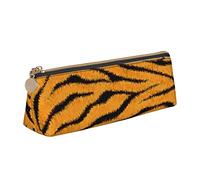YsoLda Astuccio per matite, astuccio per penne triangolari con motivo in pelle di tigre Astuccio portatile in pelle per ufficio scolastico