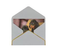 YsoLda Biglietti d'auguri Biglietti con buste, Biglietti di auguri in carta perlata, Biglietti di ringraziamento,Cuccioli di bassotto Animali domestici Cani Piccolo bassotto