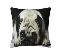 YsoLda Federa per cuscino, federa decorativa per cuscino morbido, 40 x 40 cm, per divano camera da letto, carlino cani tristi cani carlino triste animali domestici carlino