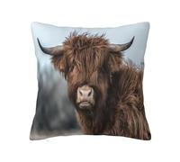 YsoLda Federa per cuscino, federa decorativa per cuscino morbido 40 x 40 cm per divano camera da letto, mucca scozzese fauna selvatica delle Highland