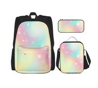 YsoLda Set zaino, borsa per la scuola, zaino, set da 3 pezzi, con borsa per il pranzo, astuccio,Arcobaleno
