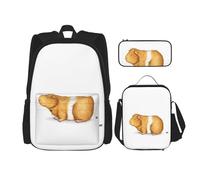 YsoLda Set zaino, borsa per la scuola, zaino, set da 3 pezzi, con borsa per il pranzo, astuccio,Cavia Cute Art Move viscere