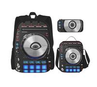 YsoLda Set zaino, borsa per la scuola, zaino, set da 3 pezzi, con borsa per il pranzo, astuccio,Controller DJ digitale