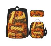 YsoLda Set zaino, borsa per la scuola, zaino, set da 3 pezzi, con borsa per il pranzo, astuccio,Pasta Gustosa