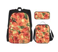 YsoLda Set zaino, borsa per la scuola, zaino, set da 3 pezzi, con borsa per il pranzo, astuccio,Pesca deliziosa