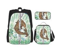 YsoLda Set zaino, borsa per la scuola, zaino, set da 3 pezzi, con borsa per il pranzo, astuccio,Stampa Pangolin Parenting Stampata