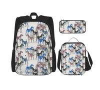YsoLda Set zaino, borsa per la scuola, zaino, set da 3 pezzi, con borsa per il pranzo, astuccio,Stencil per Airedale Terrier