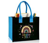 Ysound Borsa in feltro per l'inizio della scuola, borsa shopper in feltro per primi elementi, borsa per la scuola in feltro con motivo arcobaleno, regalo per ragazze e ragazzi (blu)