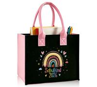 Ysound Borsa in feltro per l'inizio della scuola, borsa shopper in feltro per primi elementi, borsa per la scuola in feltro con motivo arcobaleno, regalo per ragazze e ragazzi (rosa)