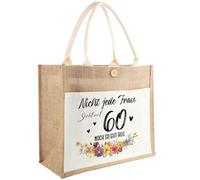 Ysound Regalo per il 60° compleanno per le donne Borsa in juta - Borsa della spesa in juta come regalo per il 60° compleanno per donne, mogli, mamme, amiche