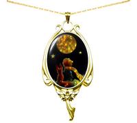 Yspace Collana con ciondolo a forma di cuore dell'angelo, placcata in oro 18 carati, con cammeo e fatina, da donna, idea, cammeo in resina, cammeo madreperla, cammeo in resina, cammeo madreperla