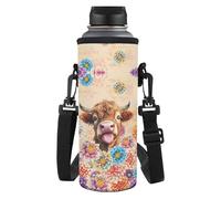 Yspwyqan Borsa porta bottiglie d'acqua con tracolla morbida, accessori per bottiglie d'acqua da 32/4 once, morbida e confortevole, per palestra, sport, viaggi, Mandala Highland Cow, M