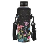 Yspwyqan Porta bottiglia d'acqua con cinghia, isolante, borsa portabottiglie d'acqua, borsa a tracolla per escursionismo, passeggiate, viaggi, scuola, regalo per bambini, Stampa Gigli, M