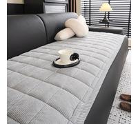 YSPZDQ Copri Seduta Divano 3/2/1/4 Posti, Copridivano per Cani, Topper Divano in Velluto a Coste Spesso Morbido Antiscivolo, per Divani Componibili(Light gray,70 x 180 cm)
