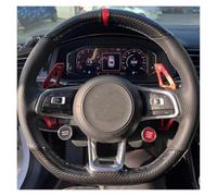 YSQOFDNFD Coprivolante Auto Coprivolante in Fibra di Carbonio in Vera Pelle per VW per Golf R MK7 per Golf 7 GTI per Polo GTI per Scirocco 2015 2016 Copri Volante(Red Thread)