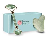 Ysrisny Set di rulli di giada per viso e gua sha, in pietra di giada naturale per anti-invecchiamento, rughe gonfiore degli occhi, strumenti di massaggio per la cura della pelle per viso occhi