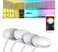 YSRSAI Zigbee 3.0 12V RGB LED 4 pezzi in alluminio kit luce armadio libreria armadio, luce rotonda sottile dimmerabile per Tuya ZigBee 3.0 Hub, Z2MQTT,Echo Plus APP/Alexa