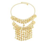 YSSLAPU Catena in metallo per la danza del ventre, monetine, velo, cosplay, copricapo per Halloween, accessori per feste in maschera, da donna (oro)